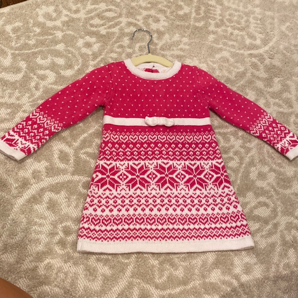 Pink heart fair isle sweater dress